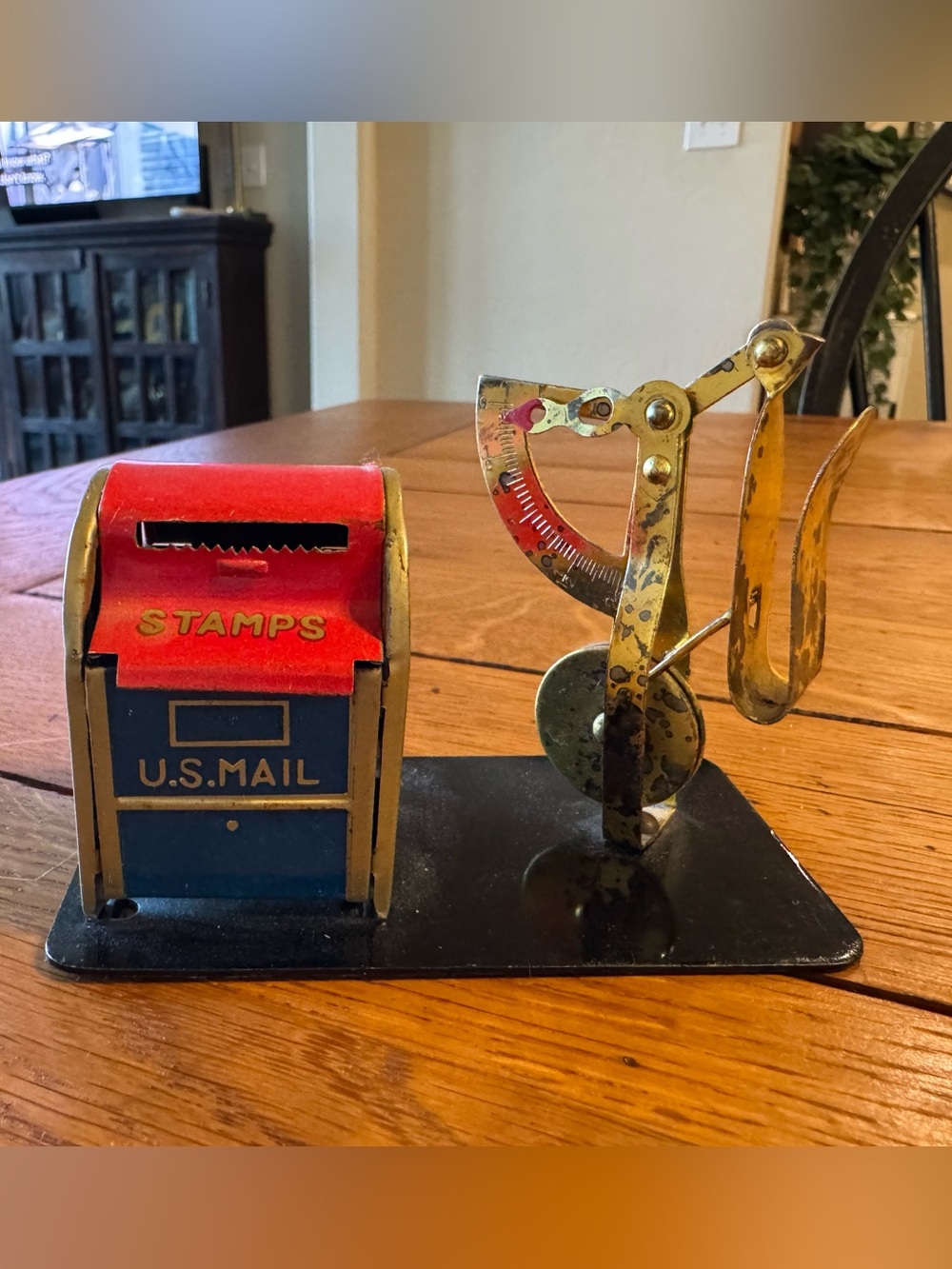 Vintage U.S. Mail Stamp Box and Scale Desk Decor